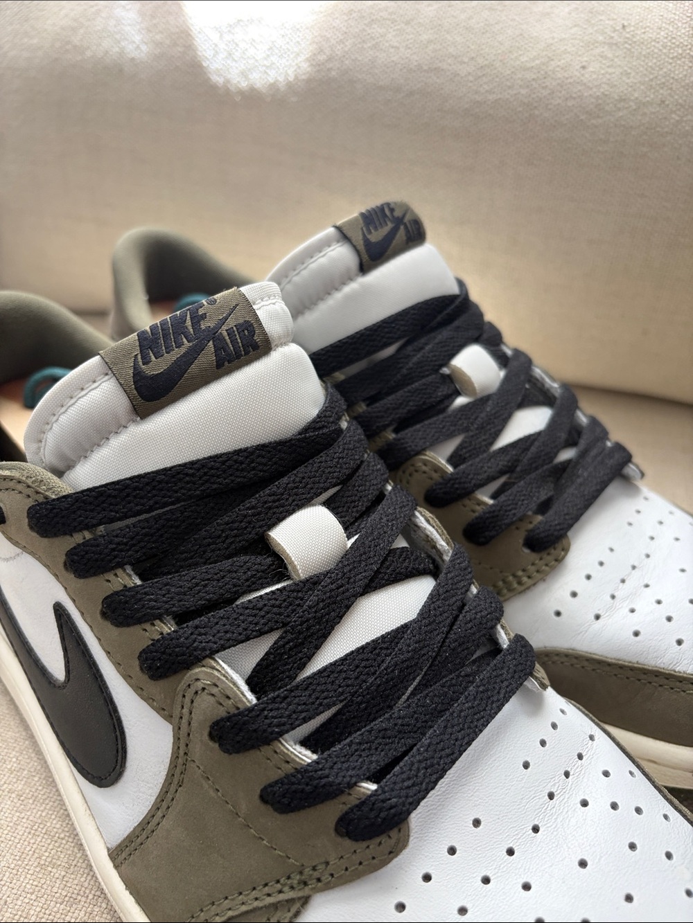 Nike Air Jordan 1 Low OG Medium Olive and Summit White / Size 11 - Picture 4 of 7